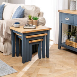 The Furniture Market Westbury Blue Painted Nest Of 3 Tables - thumbnail 4