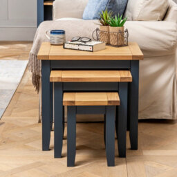The Furniture Market Westbury Blue Painted Nest Of 3 Tables - thumbnail 2