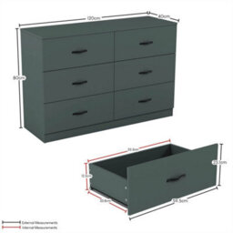 6 Drawer Narrow Chest Of Drawers Cabinet Storage Bedroom - thumbnail 2