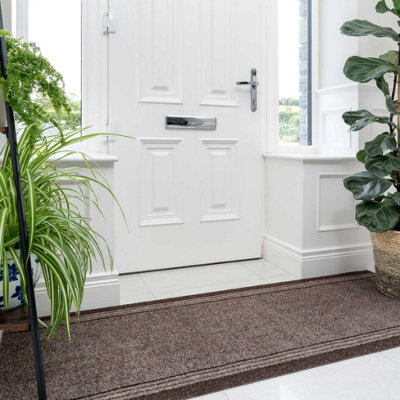 Loomed Brown Hard Wearing Non Slip Cut To Measure Runner Utility Mat 66Cm Wide (2Ft 2In W X 7Ft L) - image 1