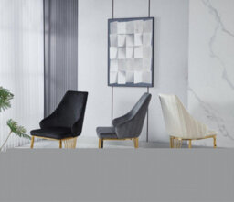 Set Of 2 Modernique Grey Velvet Upholstered Dining Chairs With Golden Metal Legs - thumbnail 2