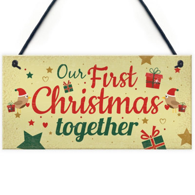 Red Ocean Couples First Christmas Together Plaque Christmas Xmas Tree Decoration Xmas Gift Mr And Mrs - image 1