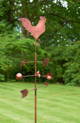 My Smart Buy Cockerel Windvane Xl - 213 Cm Outdoor Wind Sculpture With Rustic Copper Finish And Rooster Design, Weather-Resistant For Gardens - image 1