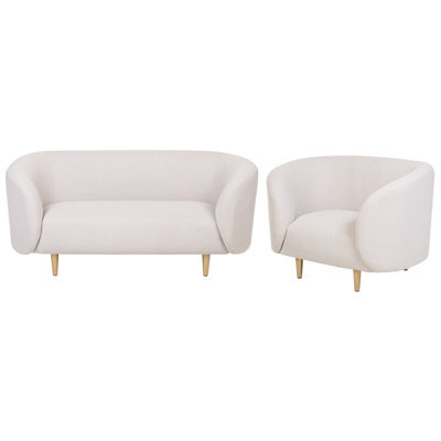 Beliani Living Room Set 3 Seater Loen Fabric Light Beige - image 1