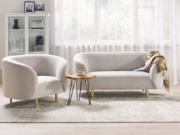 Beliani Living Room Set 3 Seater Loen Fabric Light Beige - thumbnail 2