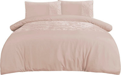 Smart Living Soft & Elegant Cosy Velvet Cuff Panel Duvet Cover Set With Pillowcases - image 1