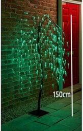 Spot On Dealz 5 Ft Weeping Willow Tree Outdoor Christmas Decorations 240 Green Led 8 Functions Tree Lights With Metal Flat Base - thumbnail 5