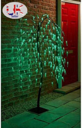 Spot On Dealz 5 Ft Weeping Willow Tree Outdoor Christmas Decorations 240 Green Led 8 Functions Tree Lights With Metal Flat Base - thumbnail 6