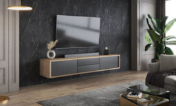 Arte Chic Frida 39 Floating Tv Cabinet 1800mm In Light Oak & Anthracite - Contemporary Media Unit H320mm D360mm - thumbnail 6