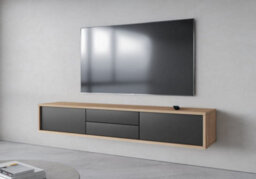 Arte Chic Frida 39 Floating Tv Cabinet 1800mm In Light Oak & Anthracite - Contemporary Media Unit H320mm D360mm - thumbnail 7