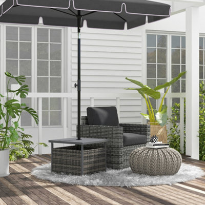 Outsunny Outdoor Rattan Coffee Table W/ Umbrella Hole Fit For Garden - image 1