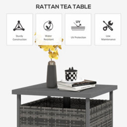 Outsunny Outdoor Rattan Coffee Table W/ Umbrella Hole Fit For Garden - thumbnail 4