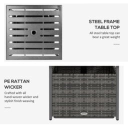 Outsunny Outdoor Rattan Coffee Table W/ Umbrella Hole Fit For Garden - thumbnail 6