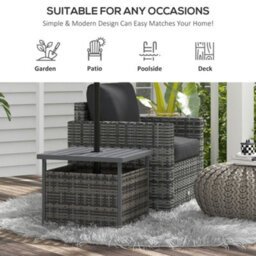 Outsunny Outdoor Rattan Coffee Table W/ Umbrella Hole Fit For Garden - thumbnail 5
