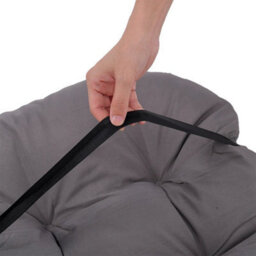 Garden Chair Cushion Seat Pad Outdoor Lounger High Back Tie On Chair Cushions Dark Grey 125Cm - thumbnail 3