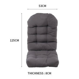Garden Chair Cushion Seat Pad Outdoor Lounger High Back Tie On Chair Cushions Dark Grey 125Cm - thumbnail 2
