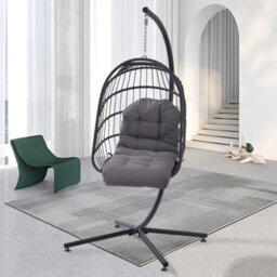 Garden Chair Cushion Seat Pad Outdoor Lounger High Back Tie On Chair Cushions Dark Grey 125Cm - thumbnail 5