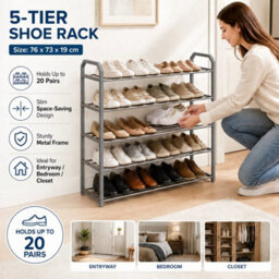 5 Tier Shoe Storage Rack Footwear Stand Shelf Hallway Entryway Organiser 1 Pack - thumbnail 3