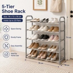 5 Tier Shoe Storage Rack Footwear Stand Shelf Hallway Entryway Organiser 1 Pack - thumbnail 4