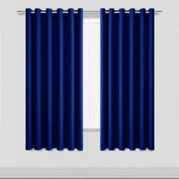 Aspire Homeware Navy Plain Blackout Curtain Room Darkening Pencil Pleat Curtain Pair (W)168Cm X (D)137Cm With Tie Back Pair - thumbnail 1