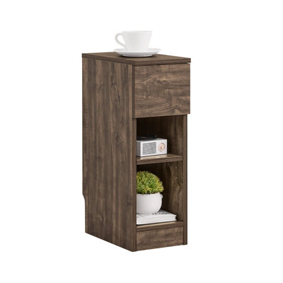Sobuy Fbt111-Sn Slim Bedside Table Bedside Cabinet Narrow Side Table Nightstand With Drawer And 2 Shelves,neutral - image 1