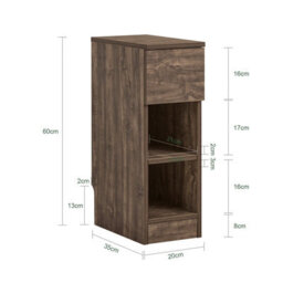 Sobuy Fbt111-Sn Slim Bedside Table Bedside Cabinet Narrow Side Table Nightstand With Drawer And 2 Shelves,neutral - thumbnail 5