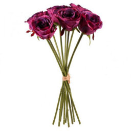Artificial Silk Bunch Of Roses. 9 Stems. Red. H40 Cm - thumbnail 2