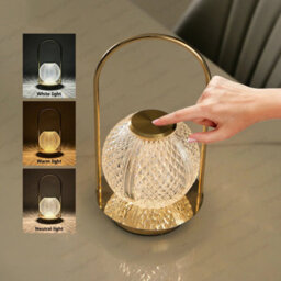 Wireless Table Lamp Rechargeable Portable Bedroom Bedside Touch Crystal Desk Lamp - thumbnail 3
