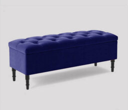 180Cm Swiss Chesterfield Ottoman Storage Bench- Plush Velvet Shoe Bench - Sapphire Blue Upholstery Footstool With Storage - thumbnail 3