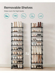 LEDREM Shoe Rack, 10-Tier Metal Shoe Storage Organiser, Customisable Design, Metal Frame, Space-Saving Rack, For Dressing Room, Hallway - thumbnail 3