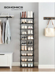 LEDREM Shoe Rack, 10-Tier Metal Shoe Storage Organiser, Customisable Design, Metal Frame, Space-Saving Rack, For Dressing Room, Hallway - thumbnail 1