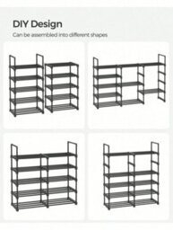 LEDREM Shoe Rack, 10-Tier Metal Shoe Storage Organiser, Customisable Design, Metal Frame, Space-Saving Rack, For Dressing Room, Hallway - thumbnail 5