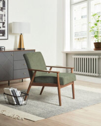 Beliani Armchair Esrum Fabric Dark Brown/ Green - thumbnail 2