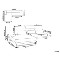 Beliani Corner Sofa 4 Seater Ikast Corduroy Beige Right Hand - thumbnail 3