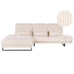 Beliani Corner Sofa 4 Seater Ikast Corduroy Beige Right Hand - thumbnail 1