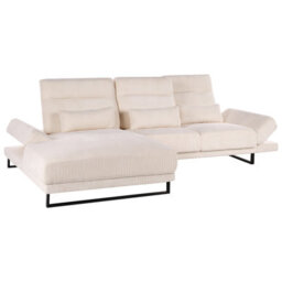 Beliani Corner Sofa 4 Seater Ikast Corduroy Beige Right Hand - thumbnail 7
