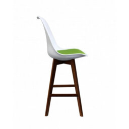 Fusion Living Soho White & Green Plastic Bar Stool With Dark Wood Legs - thumbnail 5
