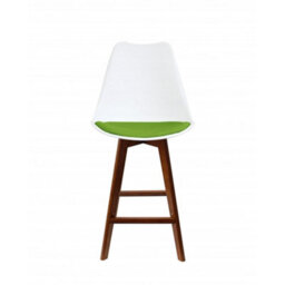 Fusion Living Soho White & Green Plastic Bar Stool With Dark Wood Legs - thumbnail 6
