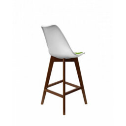 Fusion Living Soho White & Green Plastic Bar Stool With Dark Wood Legs - thumbnail 4