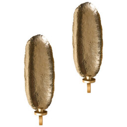 Beliani Set Of 2 Wall Candle Holders Feijo Metal 44 Cm Gold - thumbnail 1