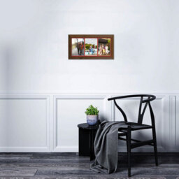 AK Frames 16X8 Walnut Classic Multi Photo Frame With Crimson Mount - Holds 3 Apertures (3X) 7X5 Photos - thumbnail 3