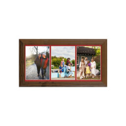 AK Frames 16X8 Walnut Classic Multi Photo Frame With Crimson Mount - Holds 3 Apertures (3X) 7X5 Photos