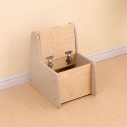 Furniturehmd Wooden Toddler Stool,sturdy Design With Hidden Storage And Anti-Pinch Hinges, Multipurpose Kids Stool For Sink - thumbnail 3