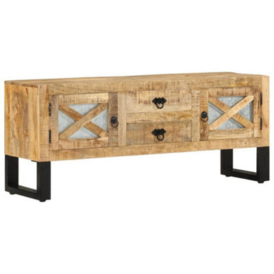 Berkfield Tv Cabinet 110X30X45 Cm Rough Mango Wood - image 1
