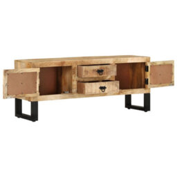 Berkfield Tv Cabinet 110X30X45 Cm Rough Mango Wood - thumbnail 4