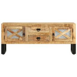 Berkfield Tv Cabinet 110X30X45 Cm Rough Mango Wood - thumbnail 2