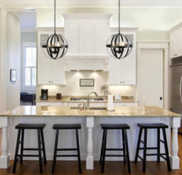 Hanging Pendant Light Black Globe Chandelier Industrial Vintage Metal - thumbnail 7
