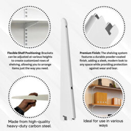 Mkgt Twin Slot Wall Mounted Shelving Bracket, Heavy Duty Steel Brackets For Garage, Shed Indoor Storage (470mm - Pack Of 2) - thumbnail 3