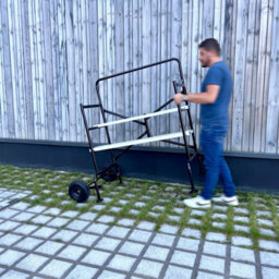 Sweeek - 2-Level Shelf Scaffolding With Wheels Rolling And Folding Scaffolding Black 140X78X135 Cm - thumbnail 2