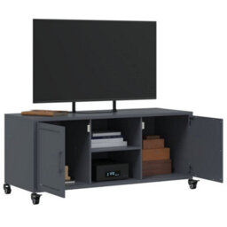Berkfield Durable Tv Cabinet Anthracite 100.5X39X43.5 Cm Steel - thumbnail 5